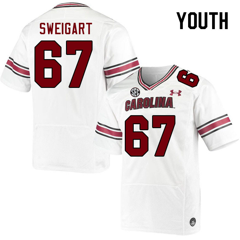 Youth #67 Chase Sweigart South Carolina Gamecocks 2023 College Football Jerseys Stitched-White